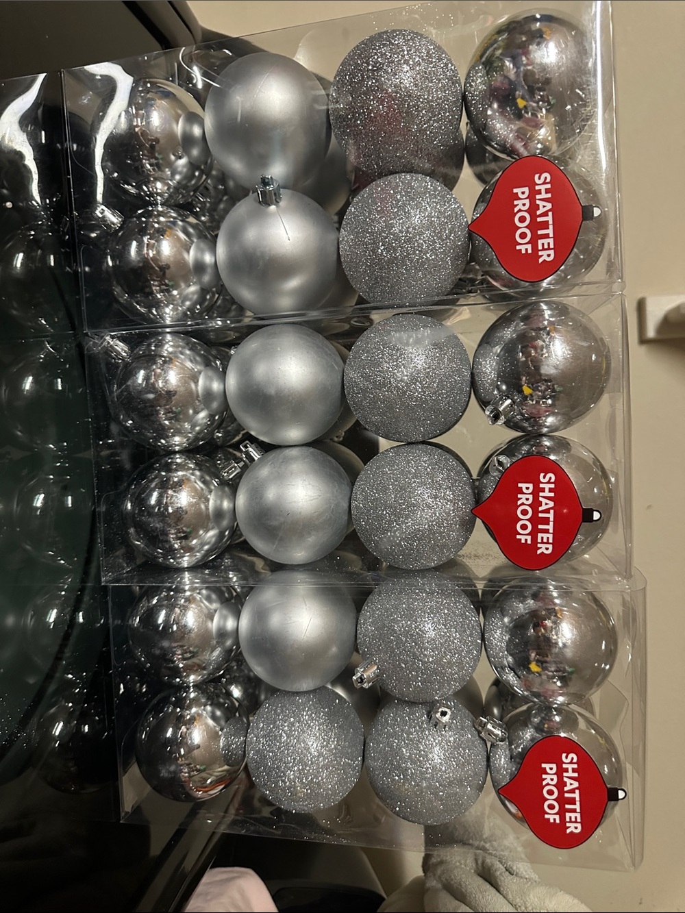 Silver Shatterproof Holiday Ball Ornament Set